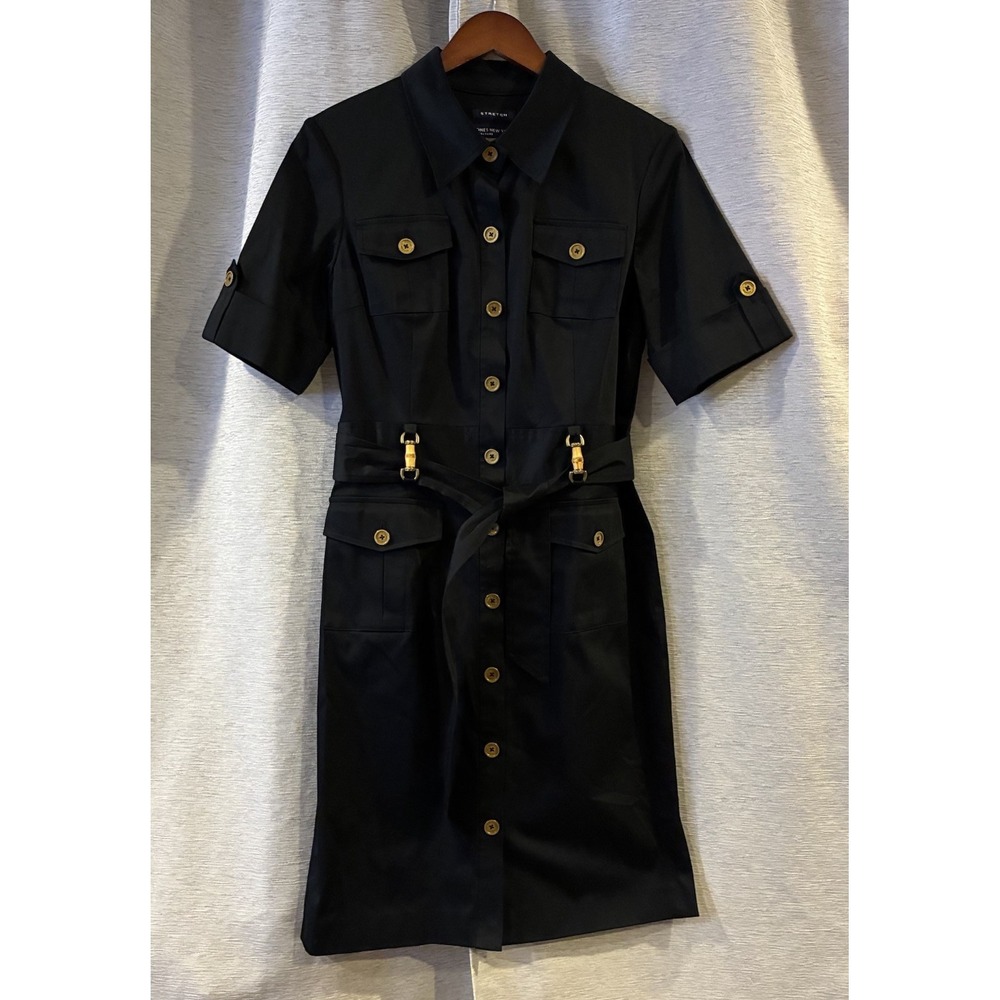 Black Jones New york Shirt Dress With Baboo Shoot Accents And Pockets Size 10